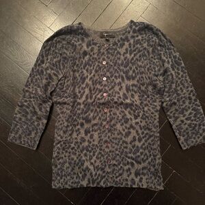 100% cashmere leopard print cardigan